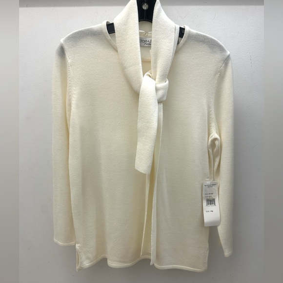 Victoria Jones Sweaters - Victoria Jones Elegant Cream Sweater with Tie Neck PM